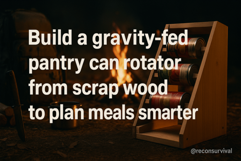 Build a gravity-fed pantry can rotator from scrap wood to plan meals smarter.