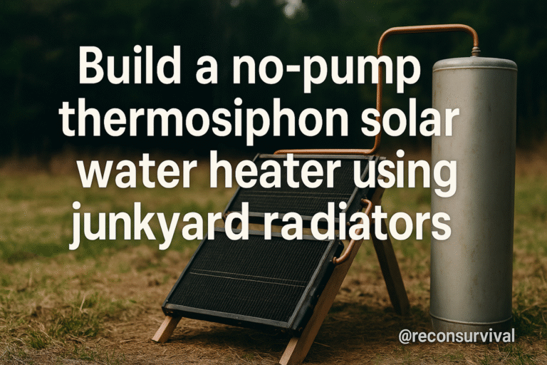 Build a no-pump thermosiphon solar water heater using junkyard radiators