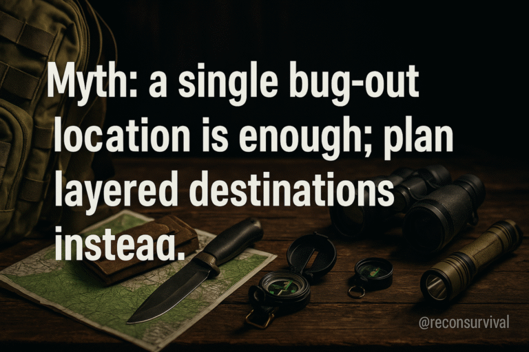 Myth: a single bug-out location is enough; plan layered destinations instead.