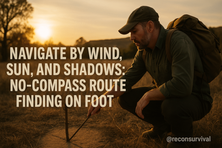 Navigate by Wind, Sun, and Shadows: No-Compass Route Finding on Foot