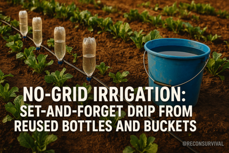 No-Grid Irrigation: Set-and-Forget Drip from Reused Bottles and Buckets